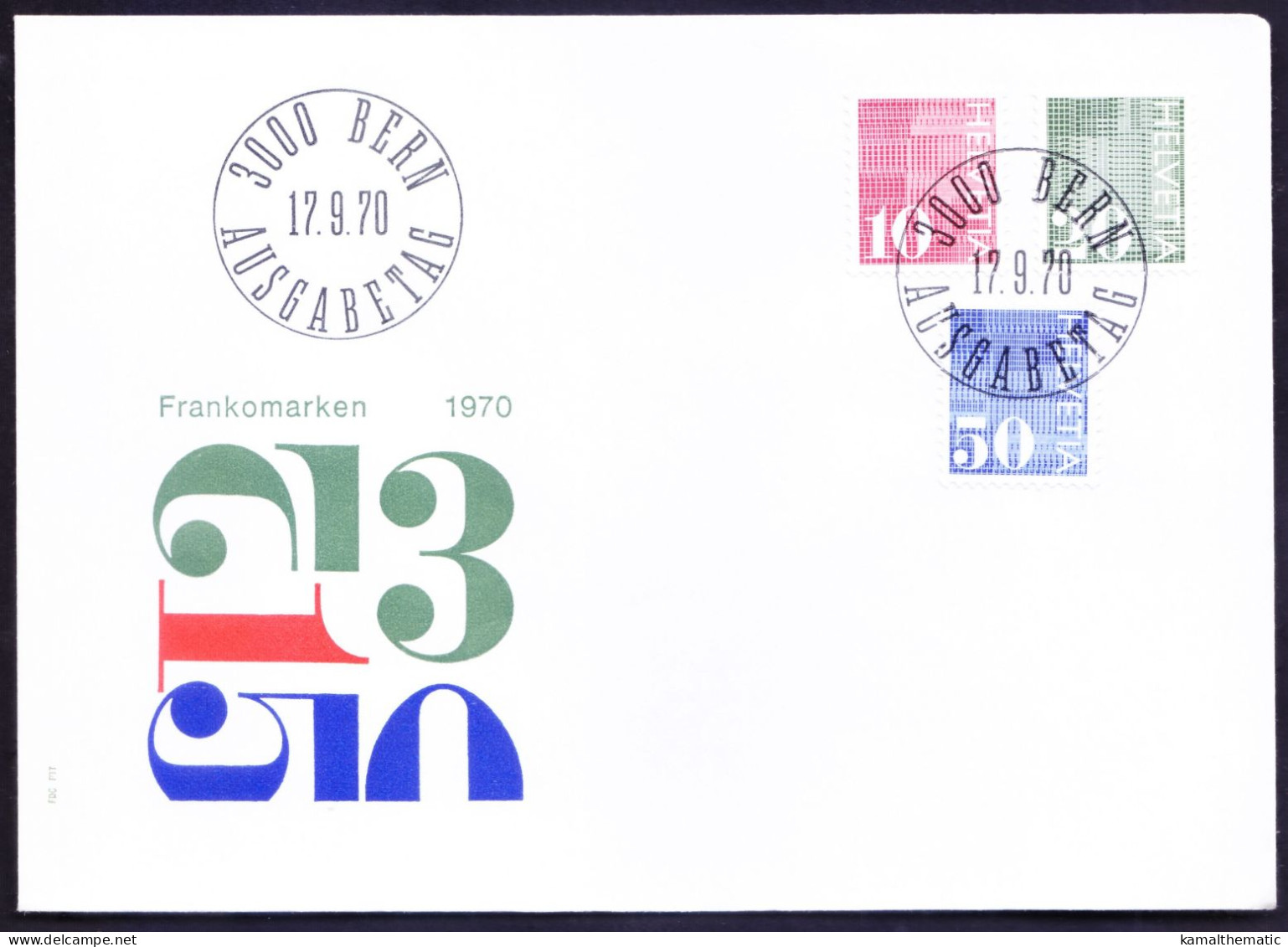 Switzerland 1970 FDC, Numbers, Digits, Bern Cancellation - Sin Clasificación