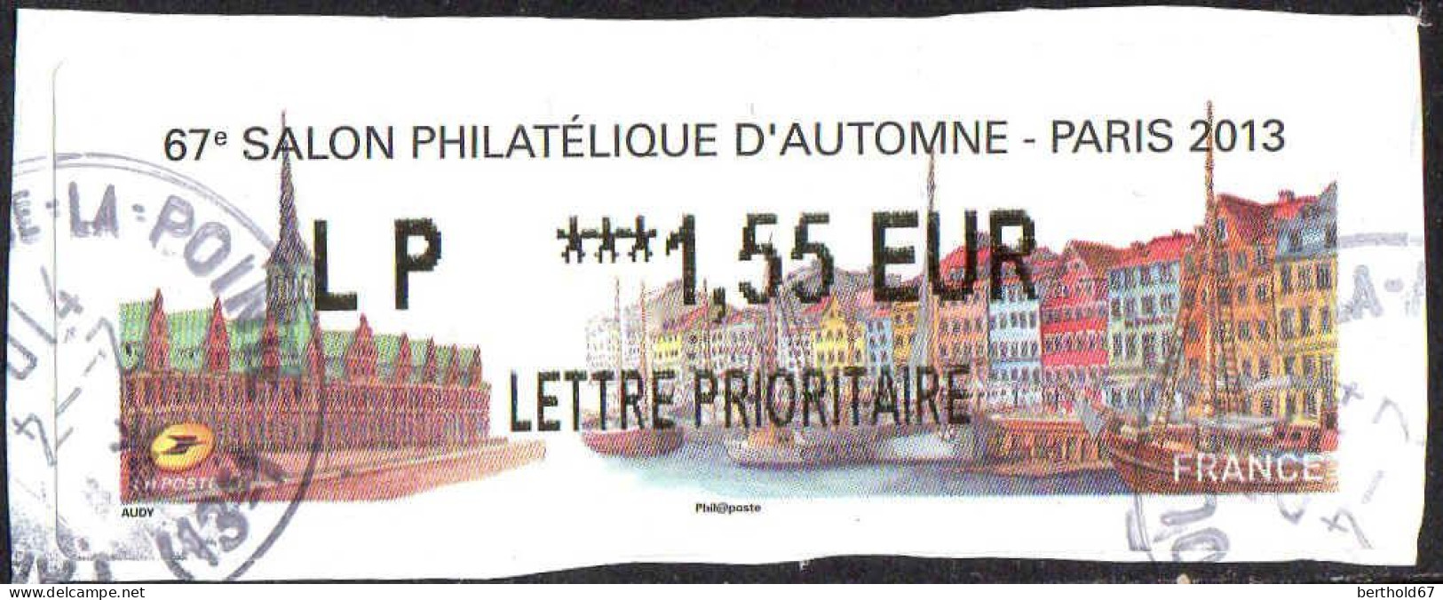 France Lisa Obl 2013 67e Salon Philatélique D'automne Paris (TB Cachet Rond) LP***1,55 EUR Sur Fragment - 2010-... Illustrated Franking Labels