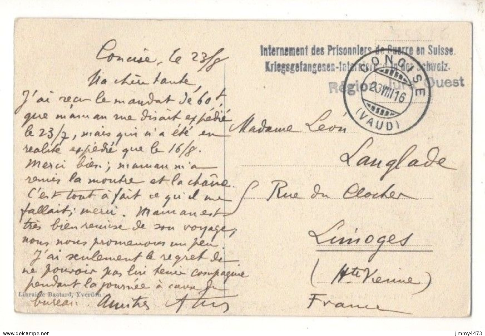 CPA - YVERDON En 1916 - La Thièle ( Canton De Vaud Suisse ) Edit. Librairie Baatard à Yverdon - Yverdon-les-Bains 
