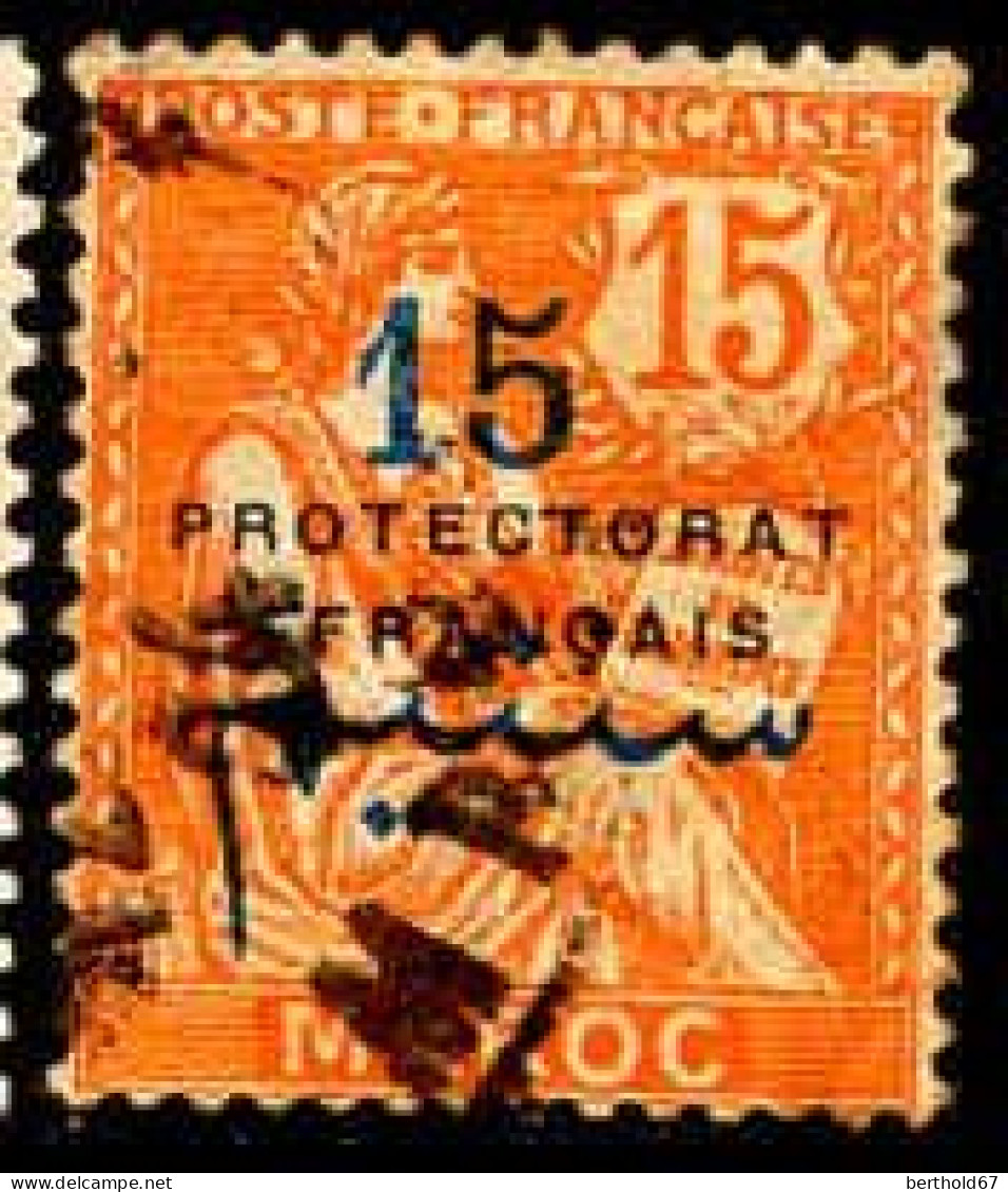 Maroc (Prot.Fr) Poste Obl Yv: 42 Mi:6 Mouchon Typ2 Retouché (cachet Rond) - Gebraucht