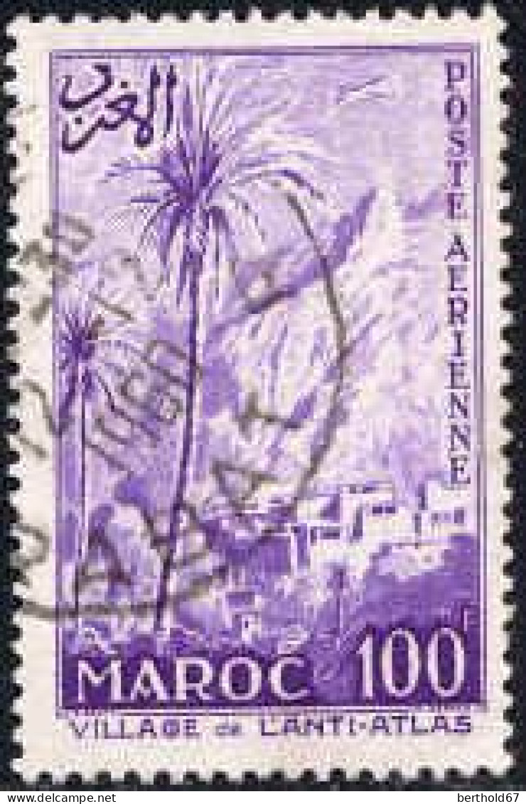 Maroc (Prot.Fr) Avion Obl Yv:100 Mi:405 Village De L'Anti-Atlas (TB Cachet Rond) - Airmail