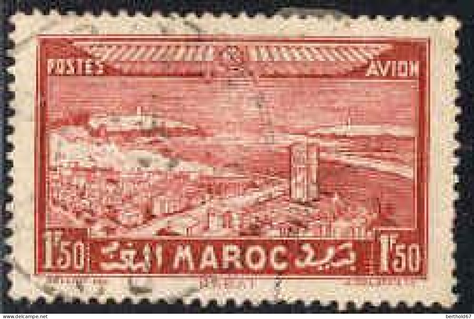 Maroc (Prot.Fr) Avion Obl Yv: 36 Mi:119 Rabat (cachet Rond) - Posta Aerea