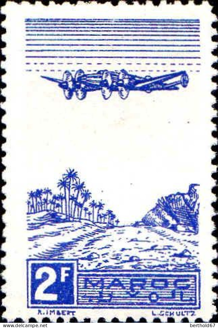 Maroc (Prot.Fr) Avion N* Yv: 51 Mi:208 Avion Sur Palmeraie (défaut Gomme) - Airmail
