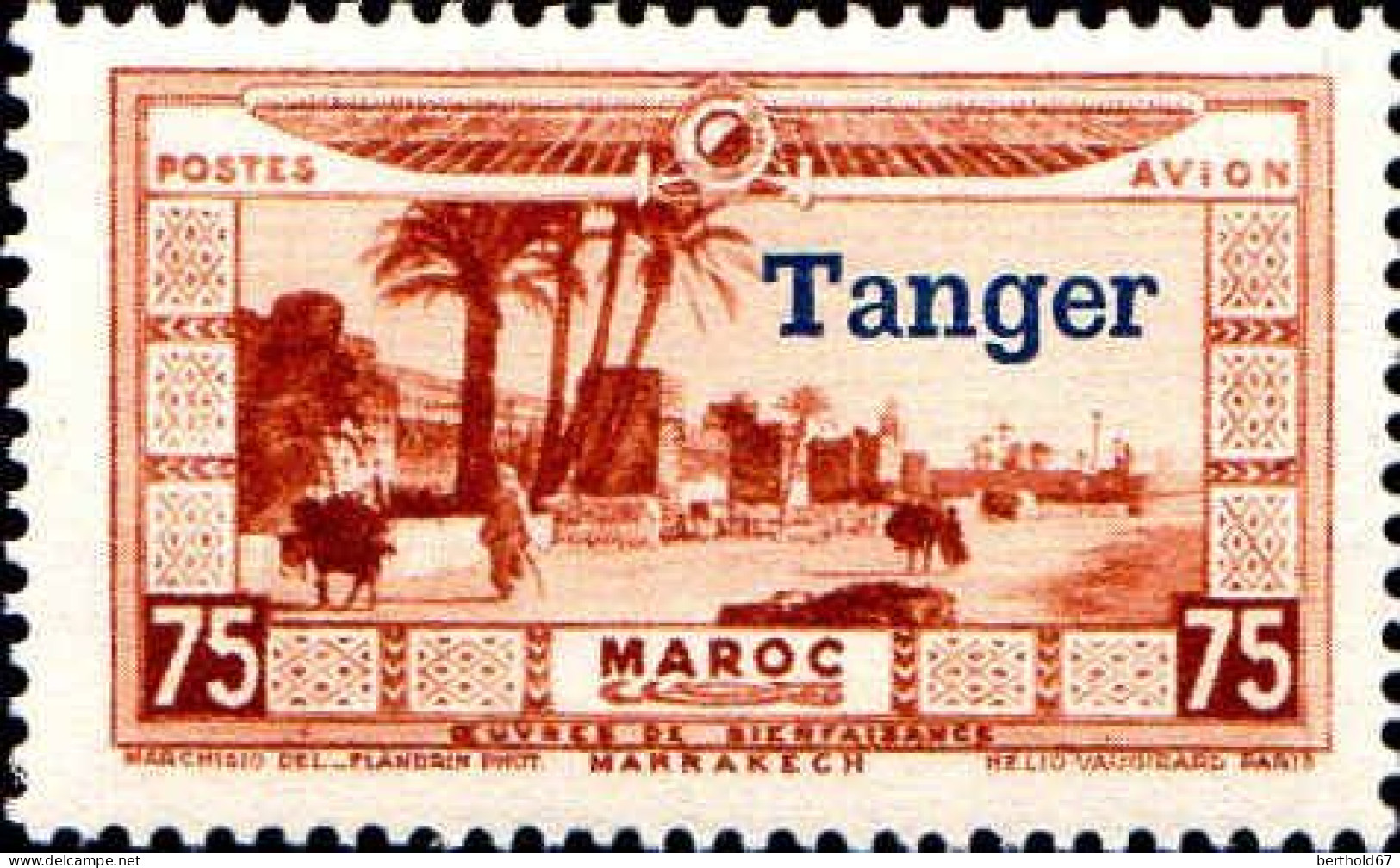 Maroc (Prot.Fr) Avion N* Yv: 22/31 Victimes De La Sécheresse & Des Inondations Surch Tanger (Trace De Charnière) - Luftpost