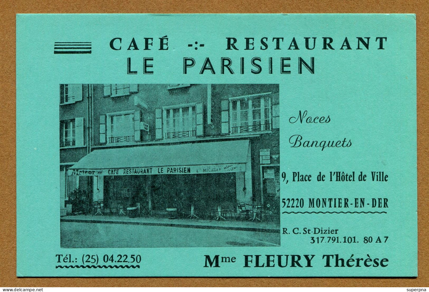 MONTIER-EN-DER  (52) : " CAFE " LE PARISIEN " - Mme FLEURY Thérèse " - Cartes De Visite