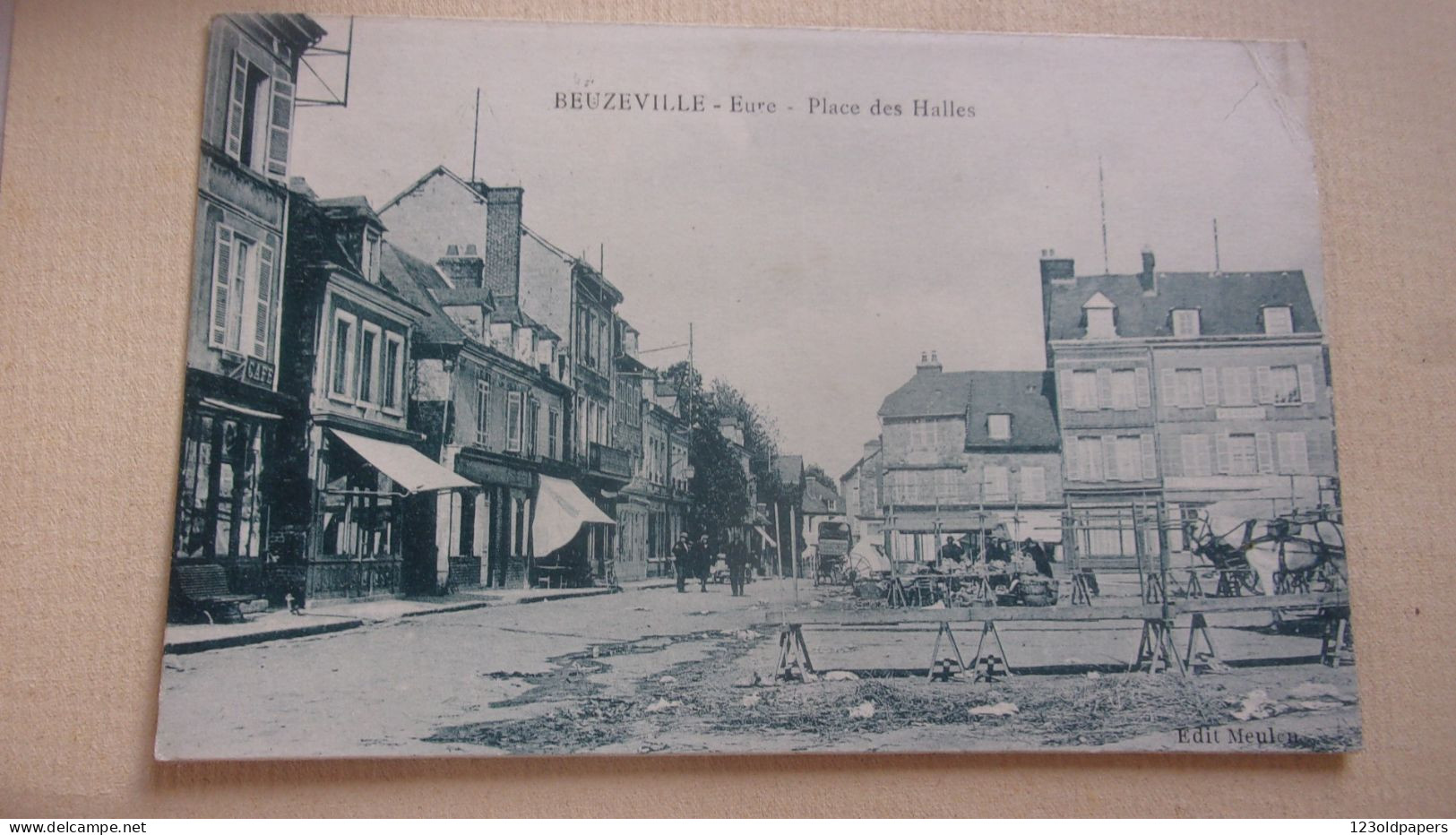 27 EURE BEUZEVILLE  PLACE DES HALLES  EDIT MEULEN 1928 - Sonstige & Ohne Zuordnung