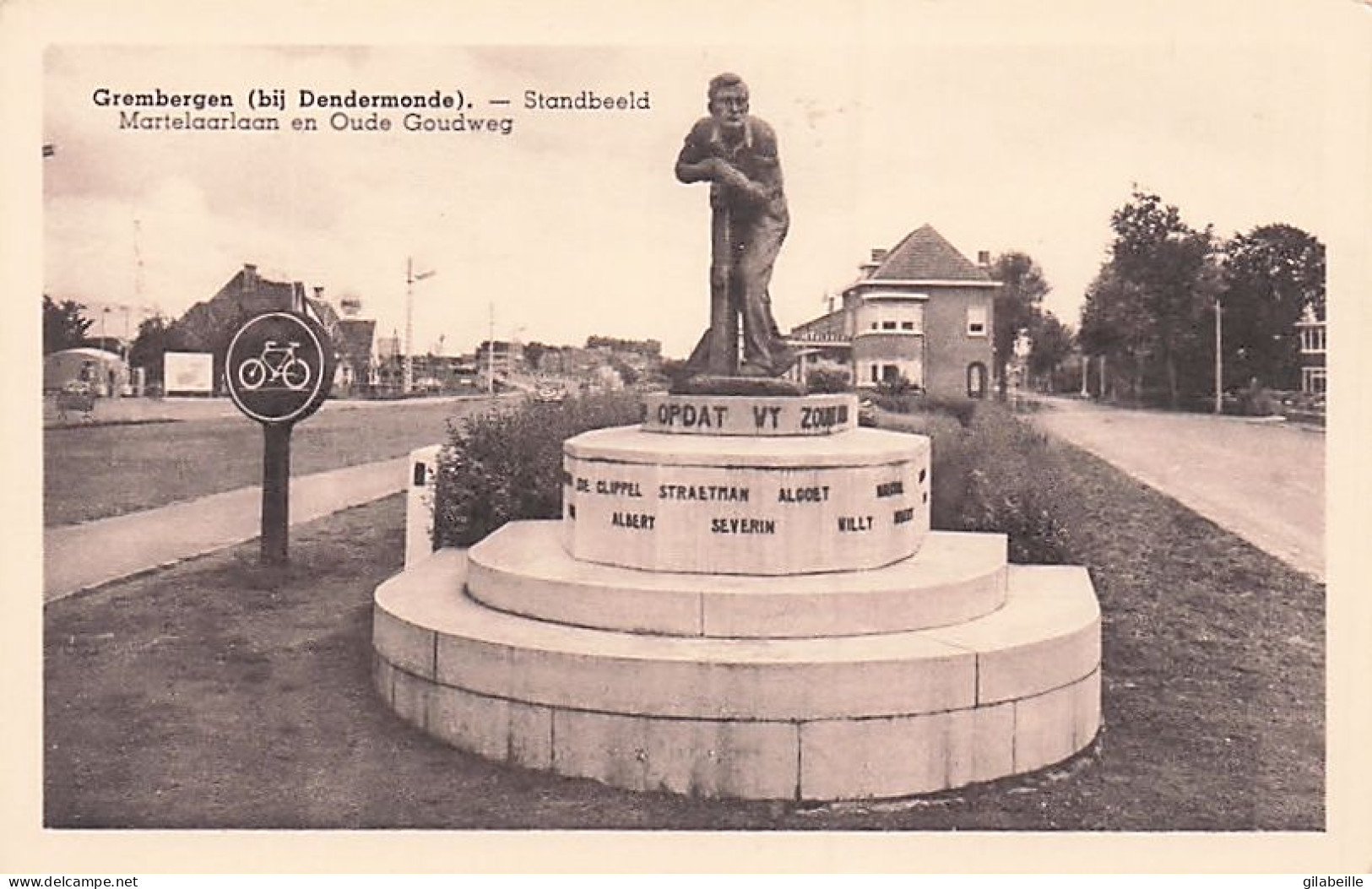 Grembergen (bij Dendermonde) - Standbeeld, Martelaarlaan En Oude Goudweg  - Dendermonde