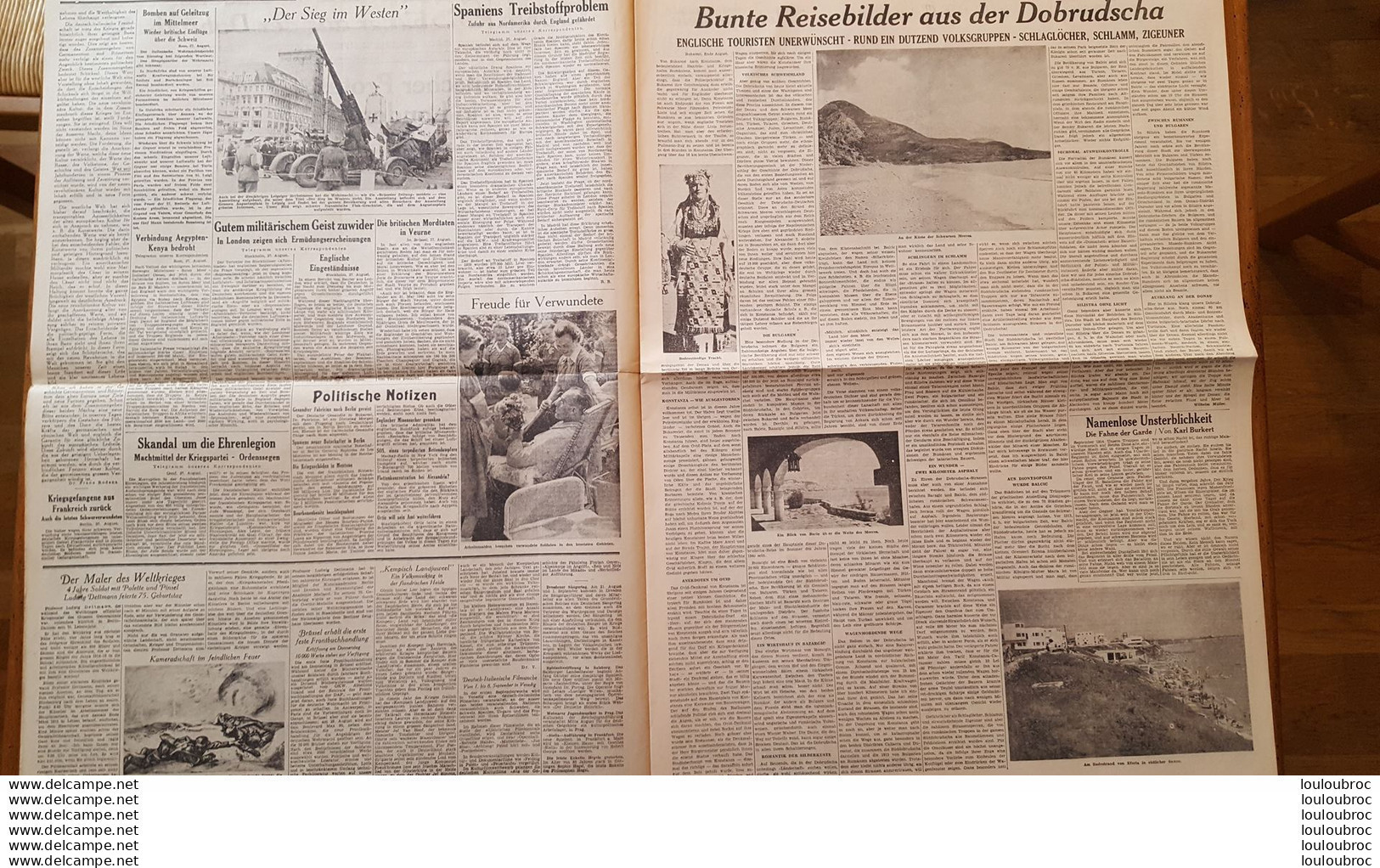 BRUSSELER ZEITUNG JOURNAL ALLEMAND  28/08/1940 FORMAT FERME 44 X 60 CM COMPOSE DE 8 PAGES - 1939-45