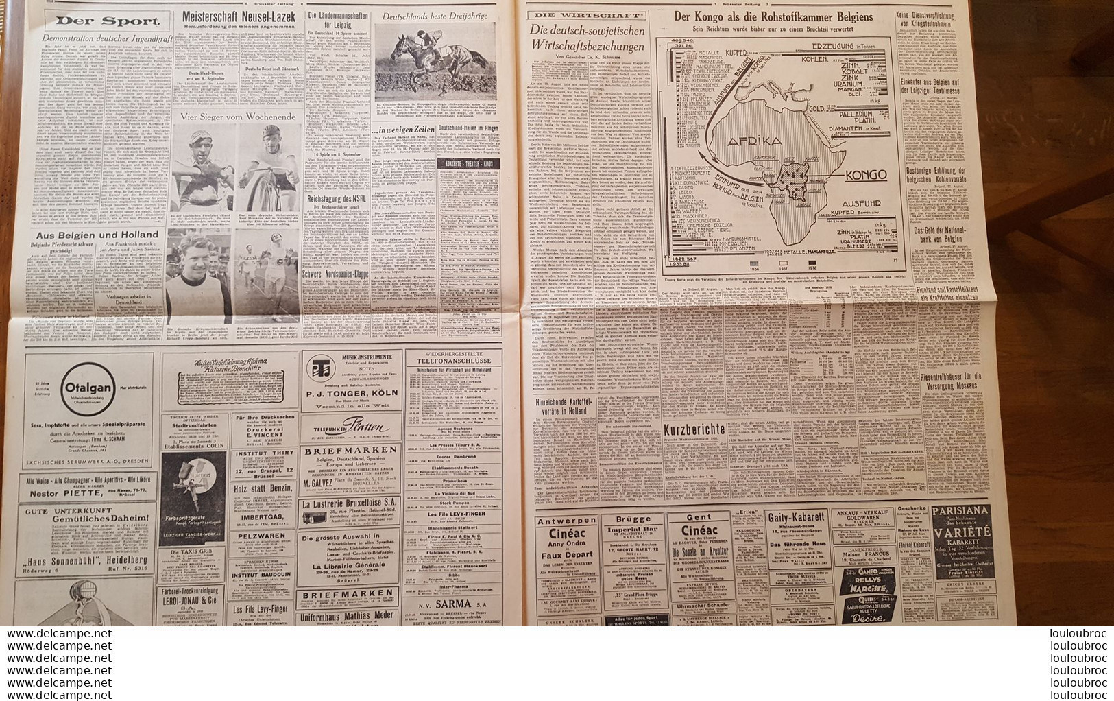 BRUSSELER ZEITUNG JOURNAL ALLEMAND  28/08/1940 FORMAT FERME 44 X 60 CM COMPOSE DE 8 PAGES - 1939-45