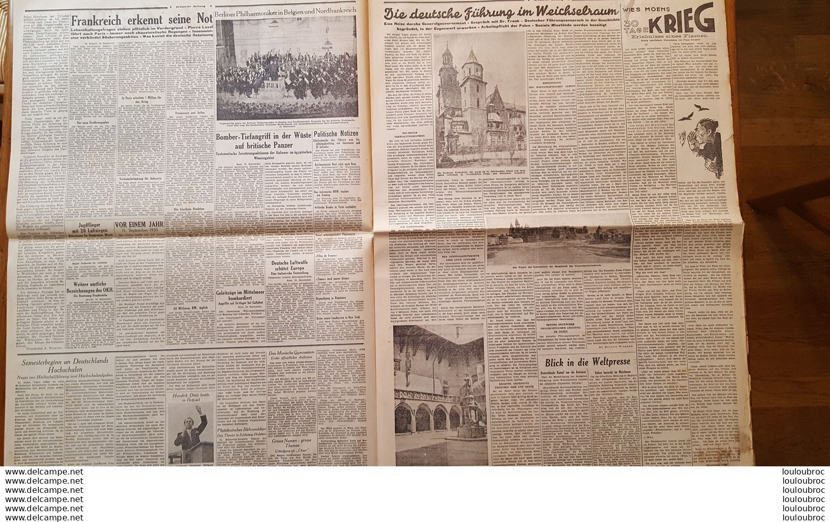 BRUSSELER ZEITUNG JOURNAL ALLEMAND  15/09/1940 FORMAT FERME 44 X 60 CM COMPOSE DE 10 PAGES - 1939-45