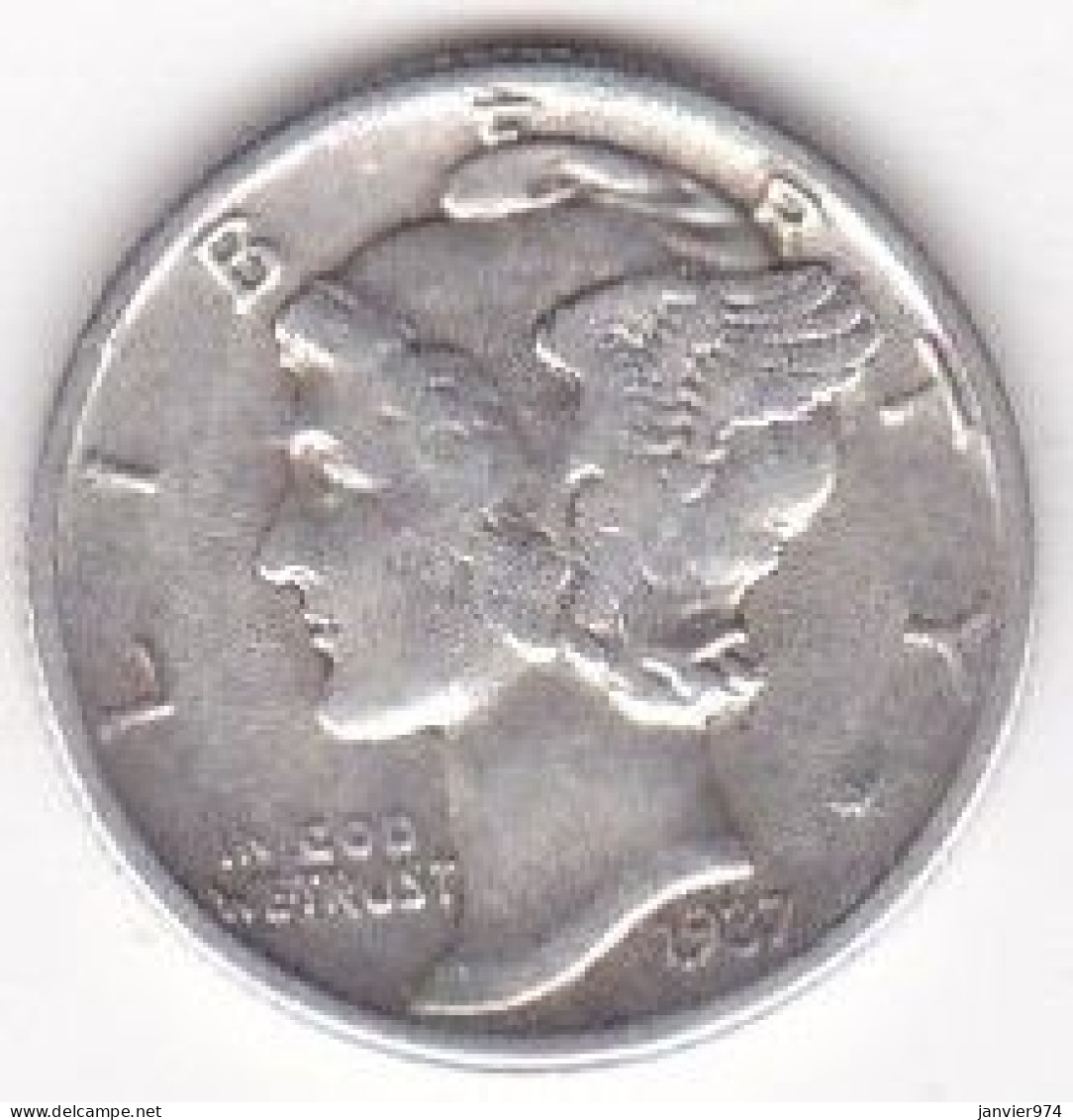 Etats-Unis. One Dime 1937 , Mercury, En Argent - 1916-1945: Mercury (Mercurio)