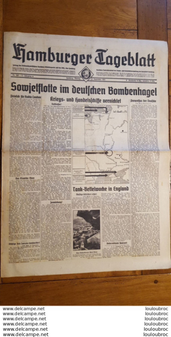 HAMBURGER TAGEBLATT 22 SEPTEMBRE 1941 JOURNAL ALLEMAND 8 PAGES - 1939-45