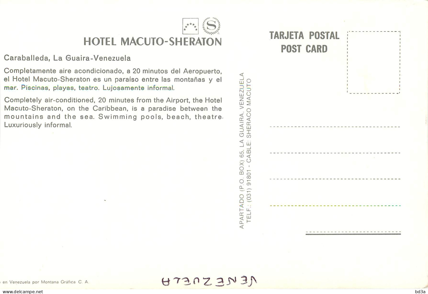 VENEZUELA HOTEL MACUTO SHERATON - Venezuela