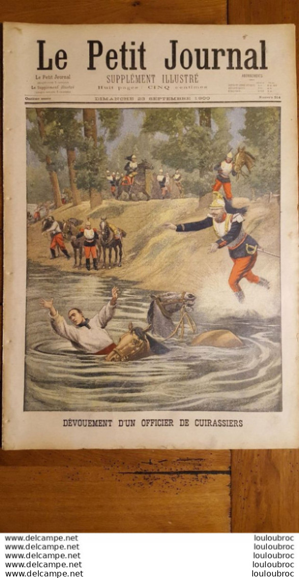 LE PETIT JOURNAL SUPPLEMENT ILLUSTRE  23 SEPTEMBRE 1900 DEVOUEMENT D'UN OFFICIER ET ACCIDENT DE CHASSE - Le Petit Journal