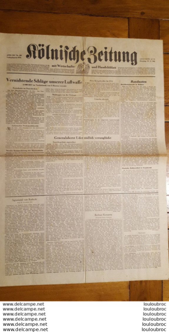 KOLNISCHE ZEITUNG 18 NOVEMBRE 1941  JOURNAL ALLEMAND  DOUBLE PAGE - 1939-45