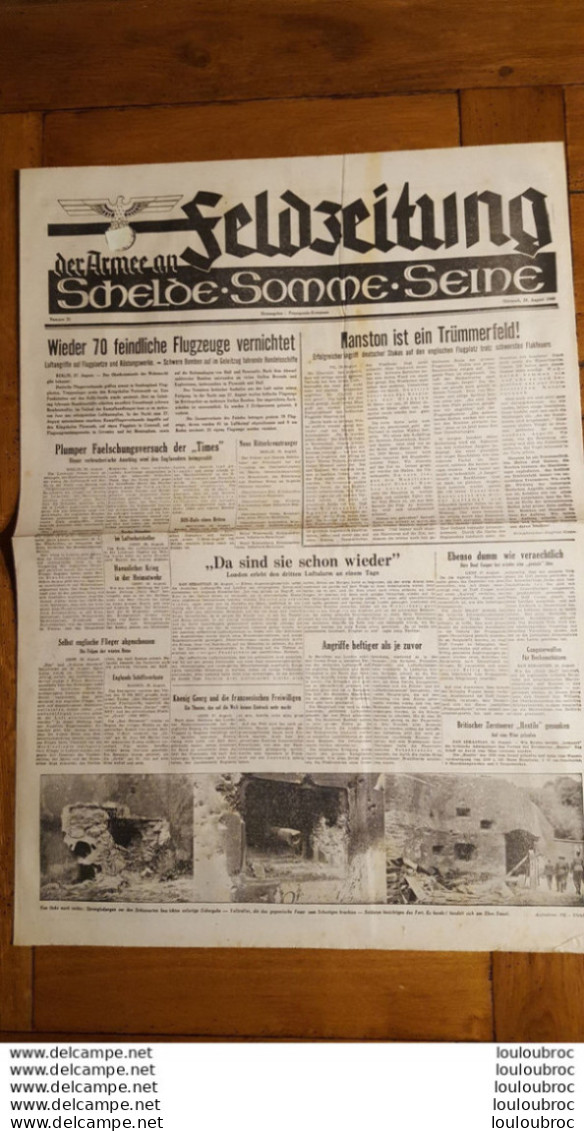 FELDZEITUNG DER ARMEE AN SCHELDE SOMME SEINE JOURNAL DE GUERRE 28 AOUT 1940 - 1939-45