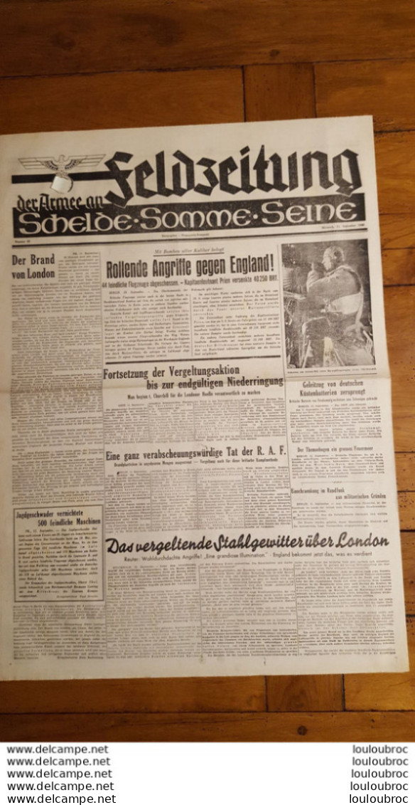 FELDZEITUNG DER ARMEE AN SCHELDE SOMME SEINE JOURNAL DE GUERRE 11 SEPTEMBRE 1940 - 1939-45