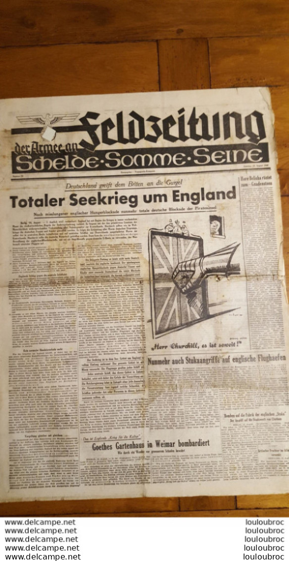 FELDZEITUNG DER ARMEE AN SCHELDE SOMME SEINE JOURNAL DE GUERRE 18 AOUT 1940 - 1939-45