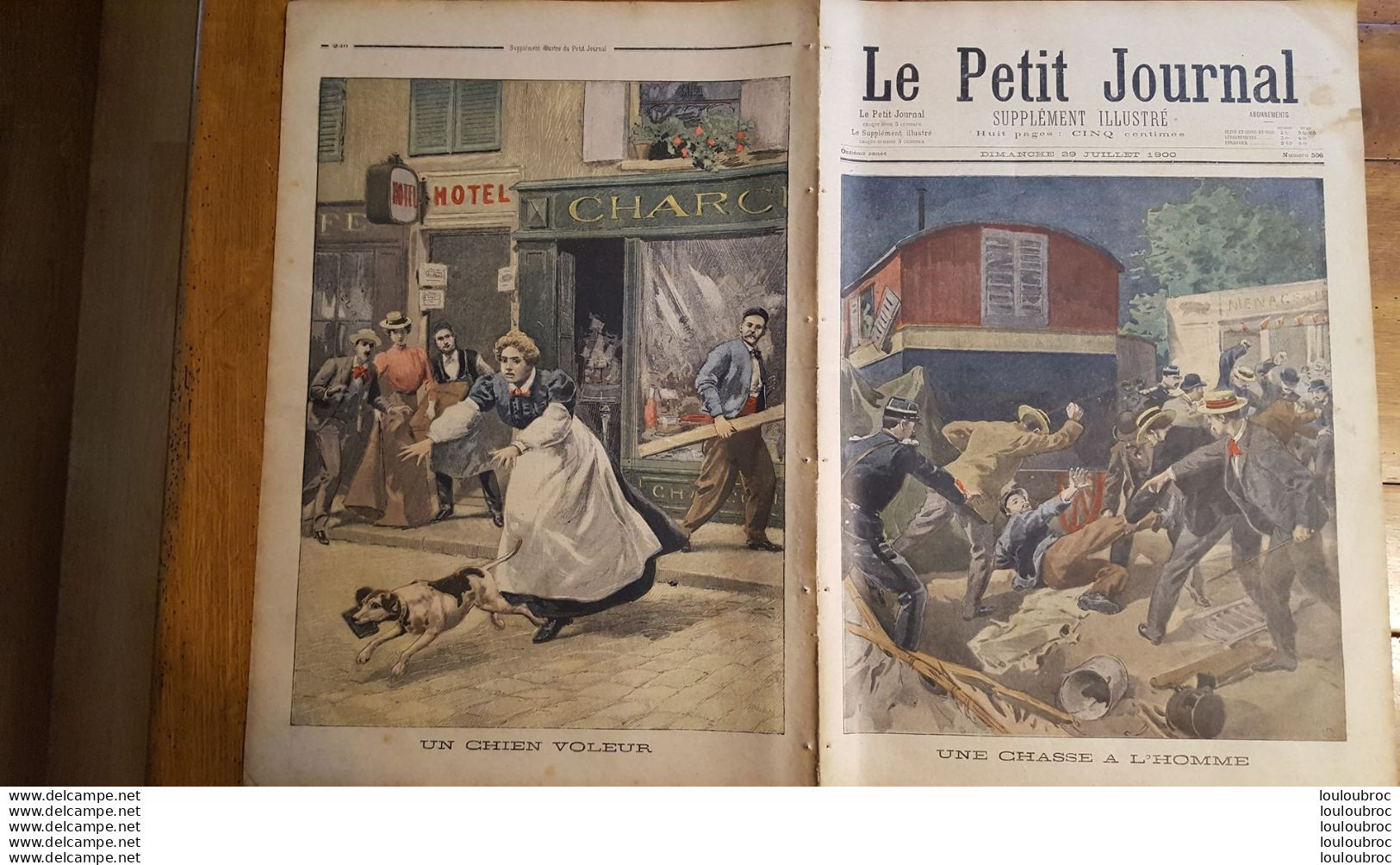 LE PETIT JOURNAL SUPPLEMENT ILLUSTRE 29 JUILLET 1900  UNE CHASSE A L'HOMME ET UN CHIEN VOLEUR - Le Petit Journal