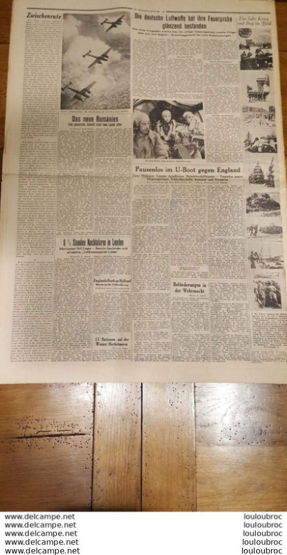 BRUSSELER ZEITUNG JOURNAL GERMANOPHONE BRUXELLES 01/09/1940 GRAND FORMAT 8 PAGES - 1939-45