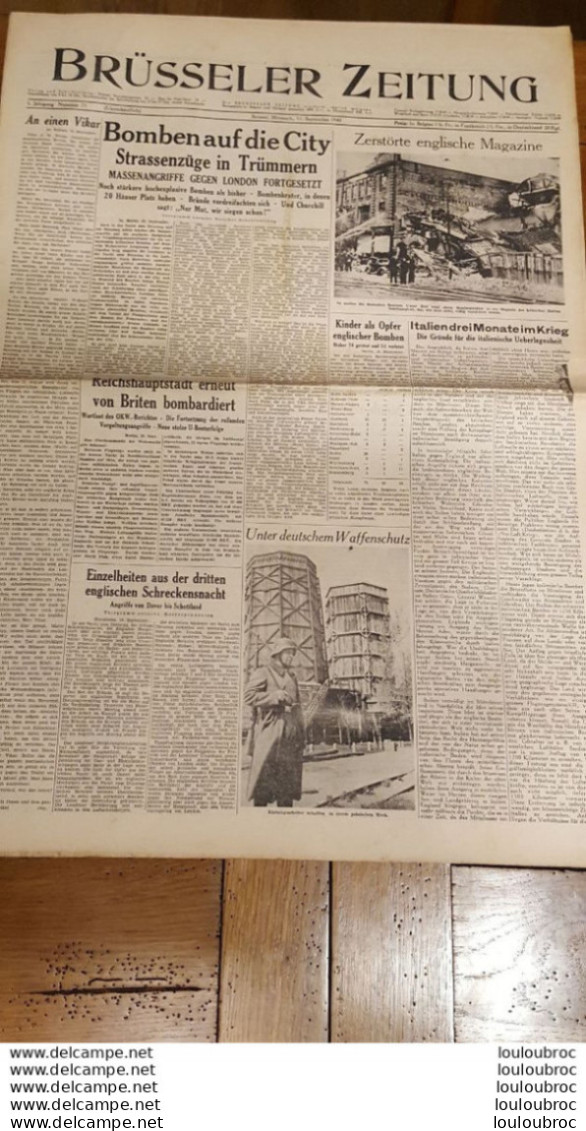 BRUSSELER ZEITUNG JOURNAL GERMANOPHONE BRUXELLES 11/09/1940 GRAND FORMAT 8 PAGES - 1939-45