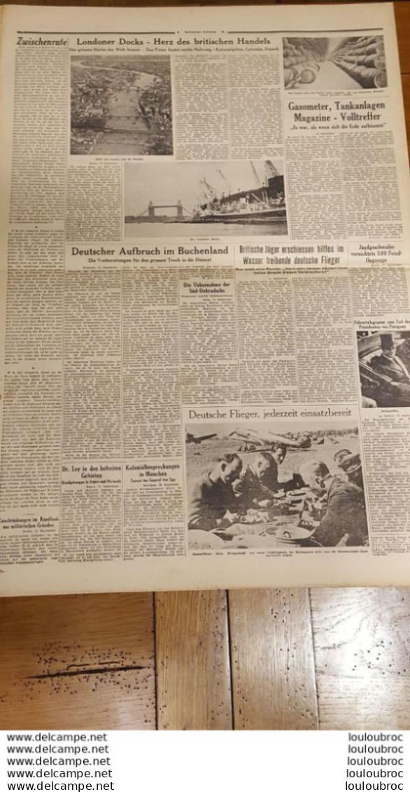 BRUSSELER ZEITUNG JOURNAL GERMANOPHONE BRUXELLES 11/09/1940 GRAND FORMAT 8 PAGES - 1939-45
