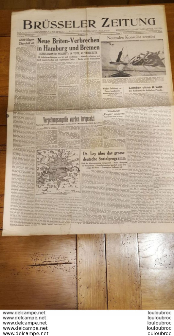 BRUSSELER ZEITUNG JOURNAL GERMANOPHONE BRUXELLES 13/09/1940 GRAND FORMAT 8 PAGES - 1939-45