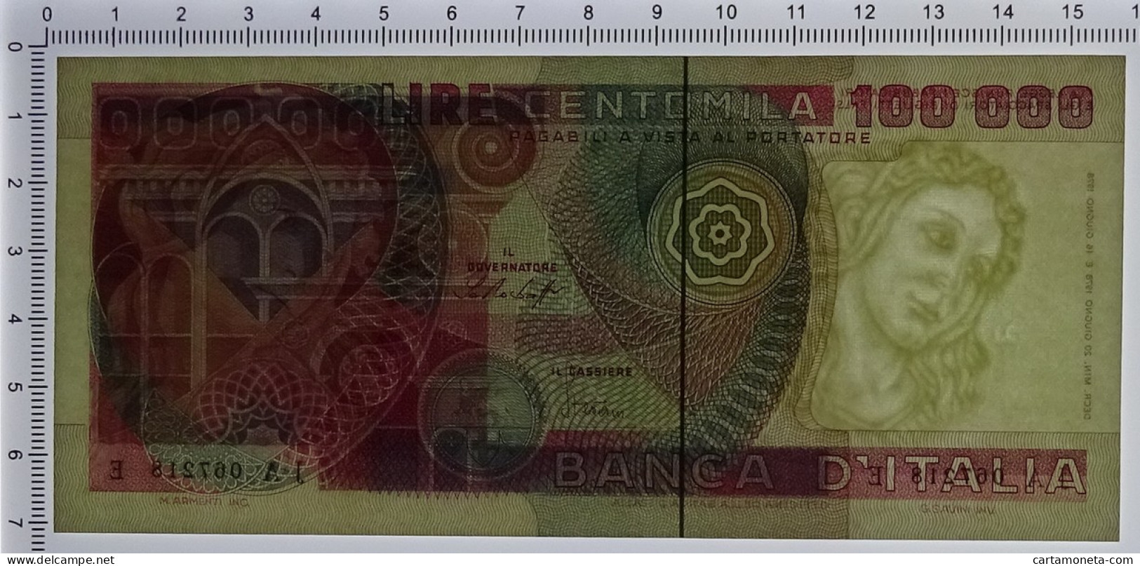 100000 LIRE BANCA D'ITALIA PRIMAVERA DI BOTTICELLI 20/06/1978 SUP+ - Sonstige & Ohne Zuordnung