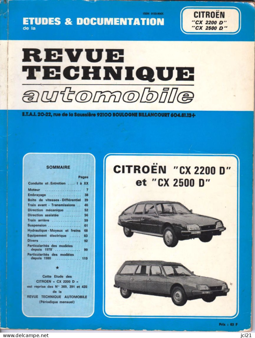 Revue Technique Automobile " CITROËN CX 2200D Et 2500D "  _RLVP125 - Auto