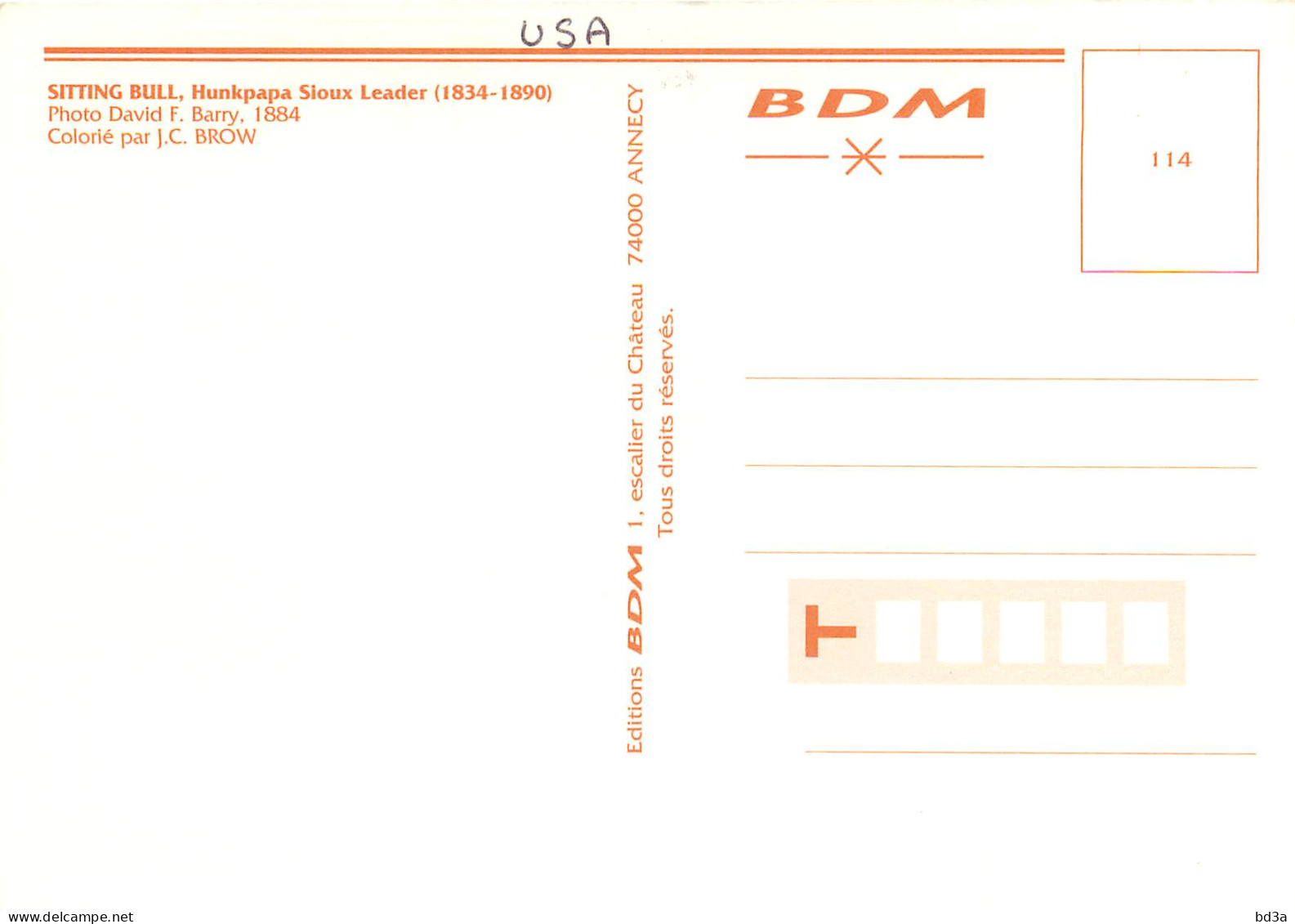  ETATS UNIS USA SITTING BUL SIOUX J,C, BROW - Altri & Non Classificati