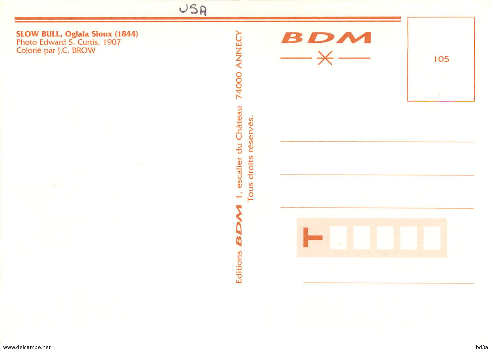  ETATS UNIS USA SLOW BULL OGLALA SIOUX J,C, BROW - Other & Unclassified