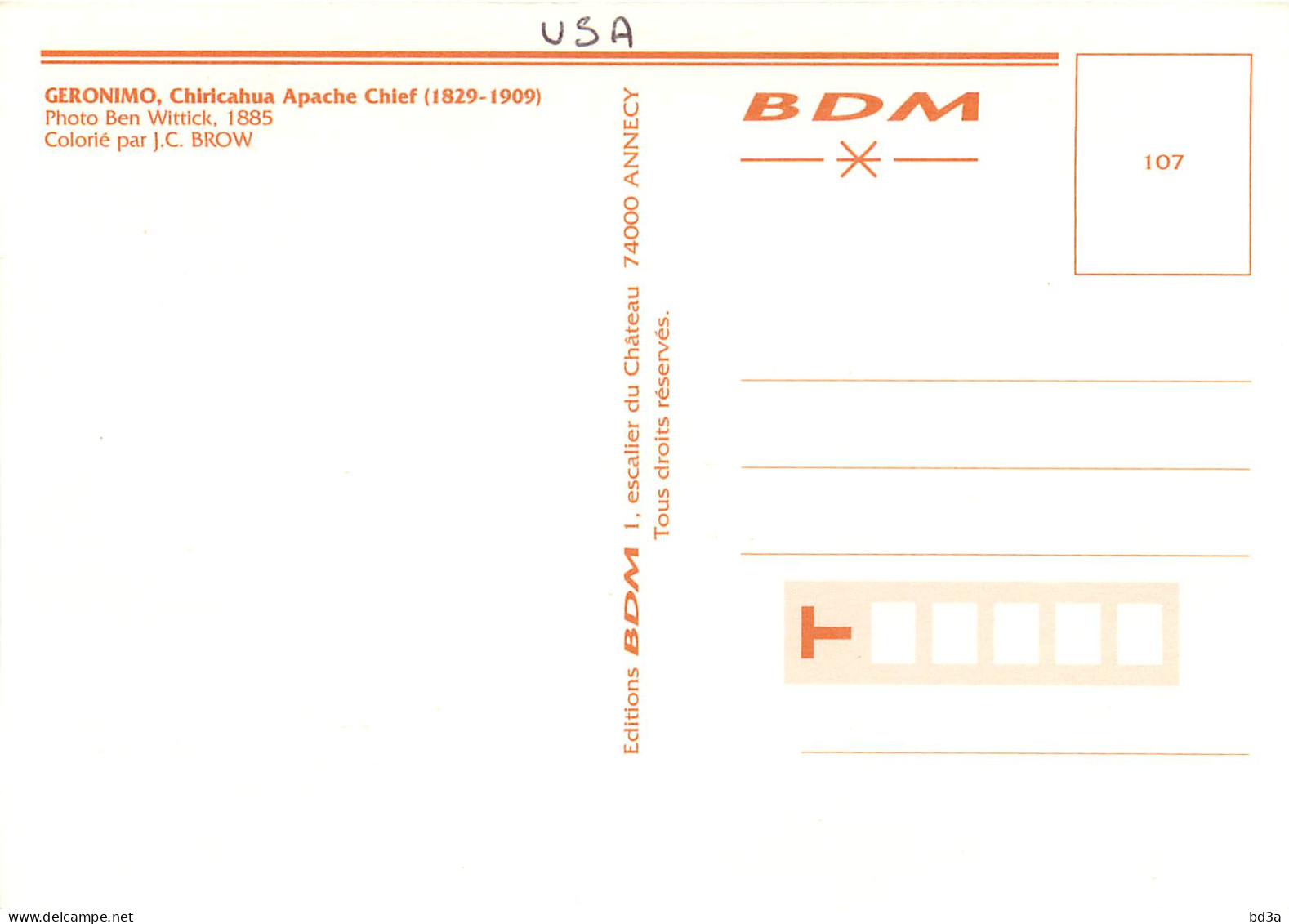  ETATS UNIS USA GERONIMO APACHE J,C, BROW - Altri & Non Classificati