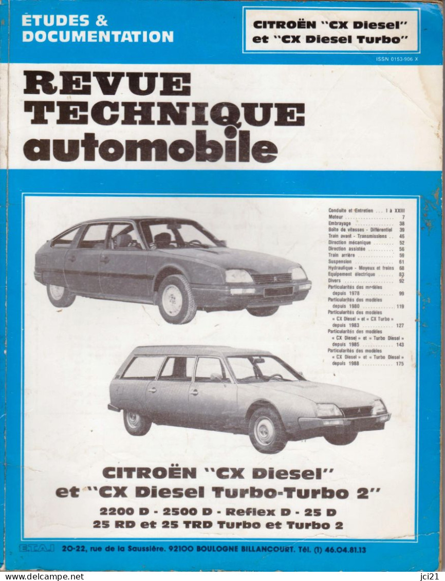 Revue Technique Automobile " CITROËN CX Diesel Et Diesel Turbo "  _RLVP123 - Auto