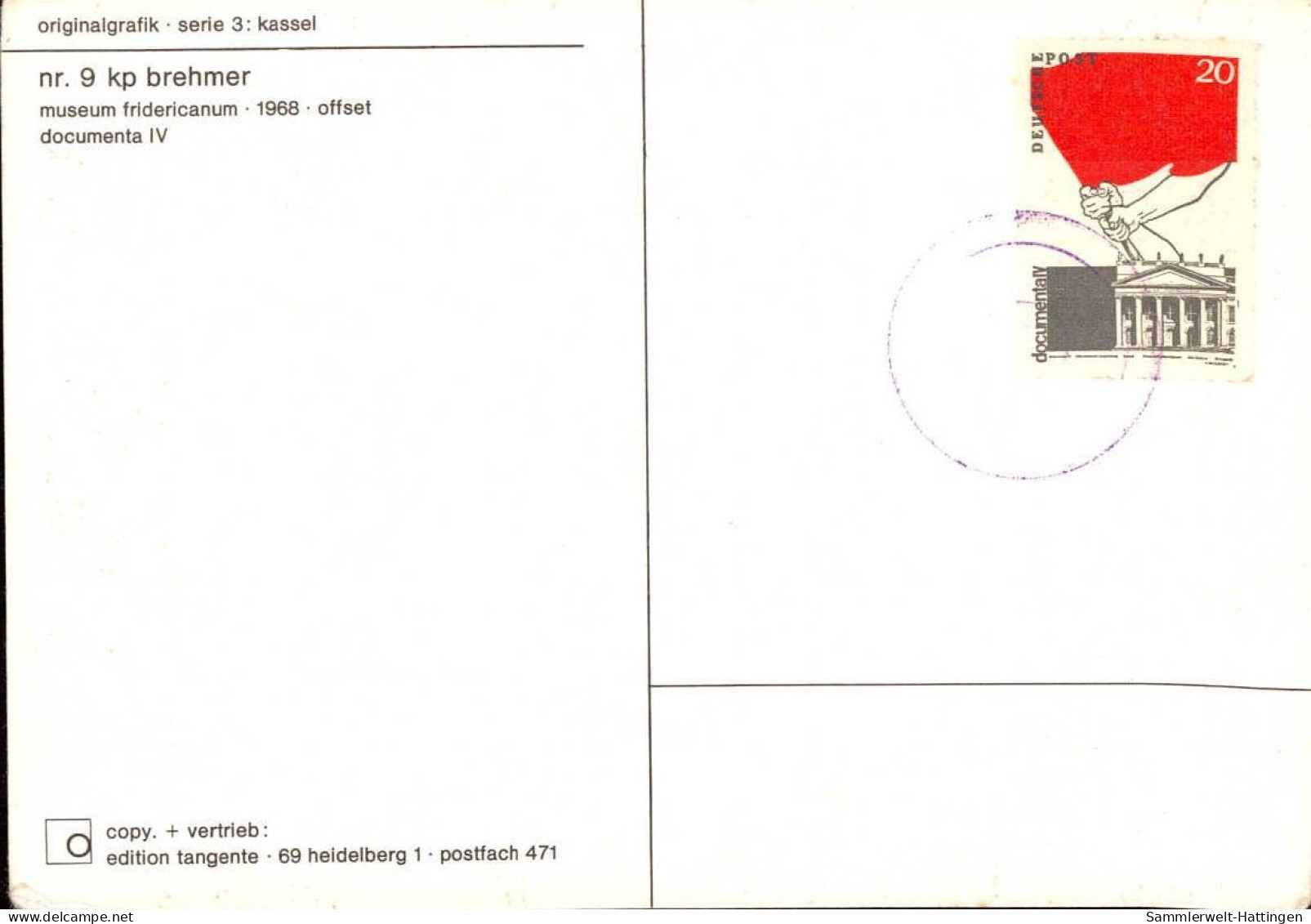604151 | Originalgrafik Brehmer Von Der Documenta IV Mit Reklamemarke Vignette  | Kassel (W - 3500), -, - - Sonstige & Ohne Zuordnung