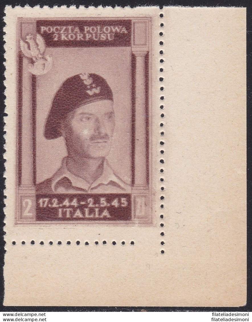 1946 CORPO POLACCO, N° 8a NUOVO SENZA GOMMA (*)  Certificato Biondi - 1946-47 Zeitraum Corpo Polacco