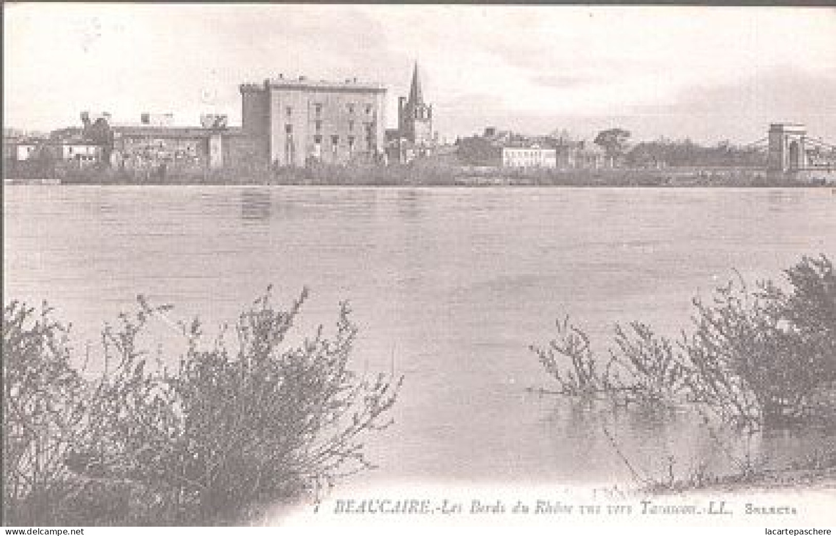 X926 GARD BEAUCAIRE LES BORDS DU RHONE VUS VERS TARASCON - Beaucaire