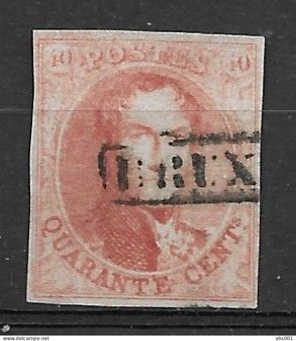 OBP12 Met 4 Randen En Met Langstempel Bruxelles (zie Scans) - 1858-1862 Medaillen (9/12)