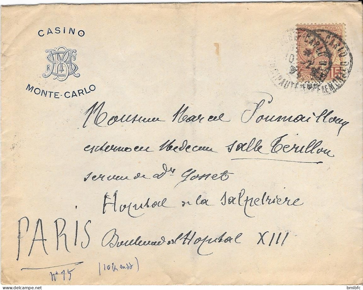 Sur Lettre 1920  Du Casino MONTE-CARLO - Briefe U. Dokumente