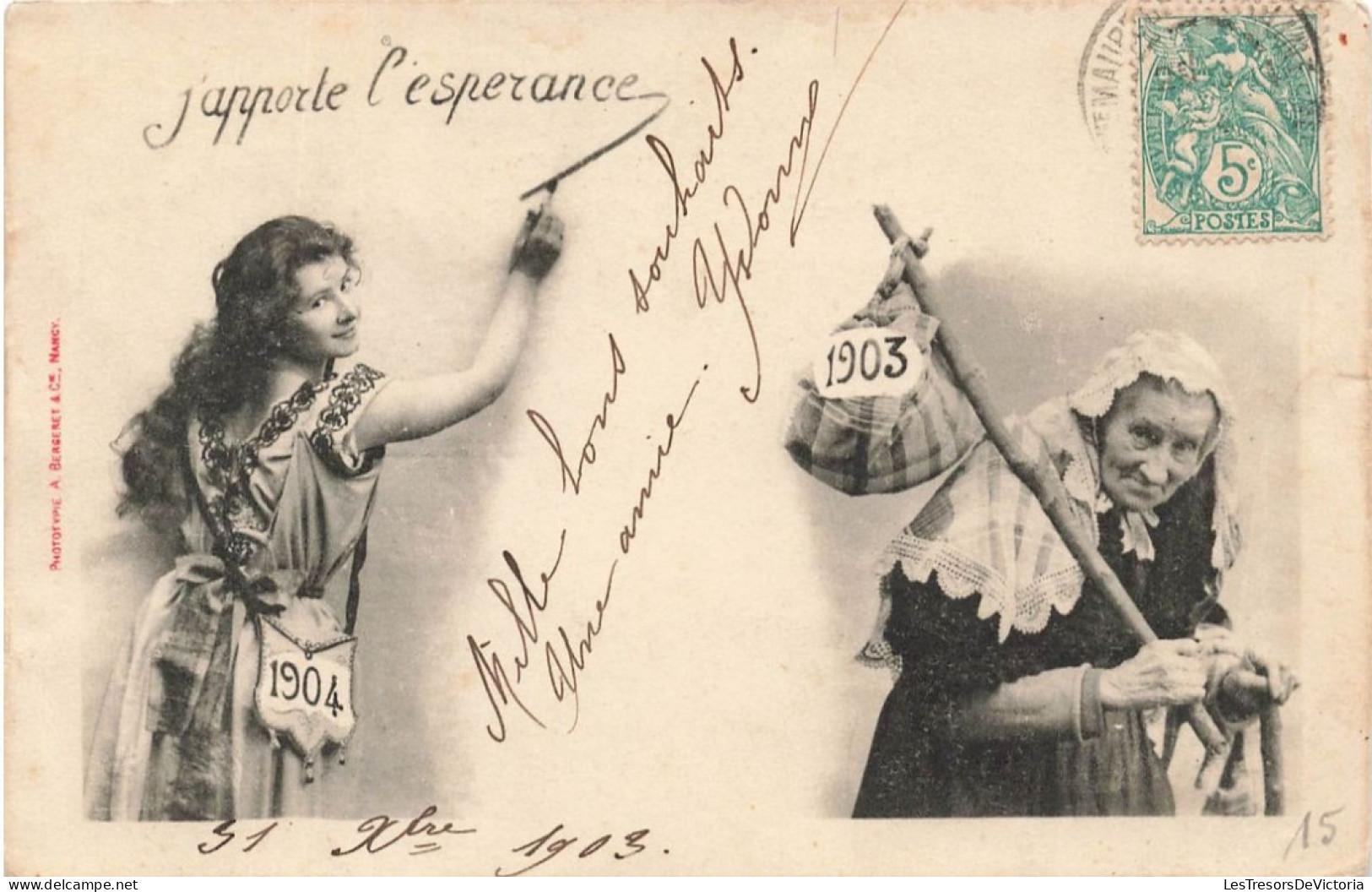 FETES ET VOEUX - Nouvel An - J'apporte L'espérance - Animé - Carte Postale Ancienne - Neujahr