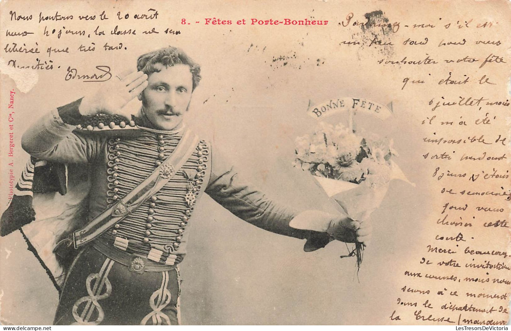 FETES ET VOEUX - Fêtes Et Porte Bonheur - Un Homme Offrant Un Bouquet De Fleur - Carte Postale Ancienne - Neujahr