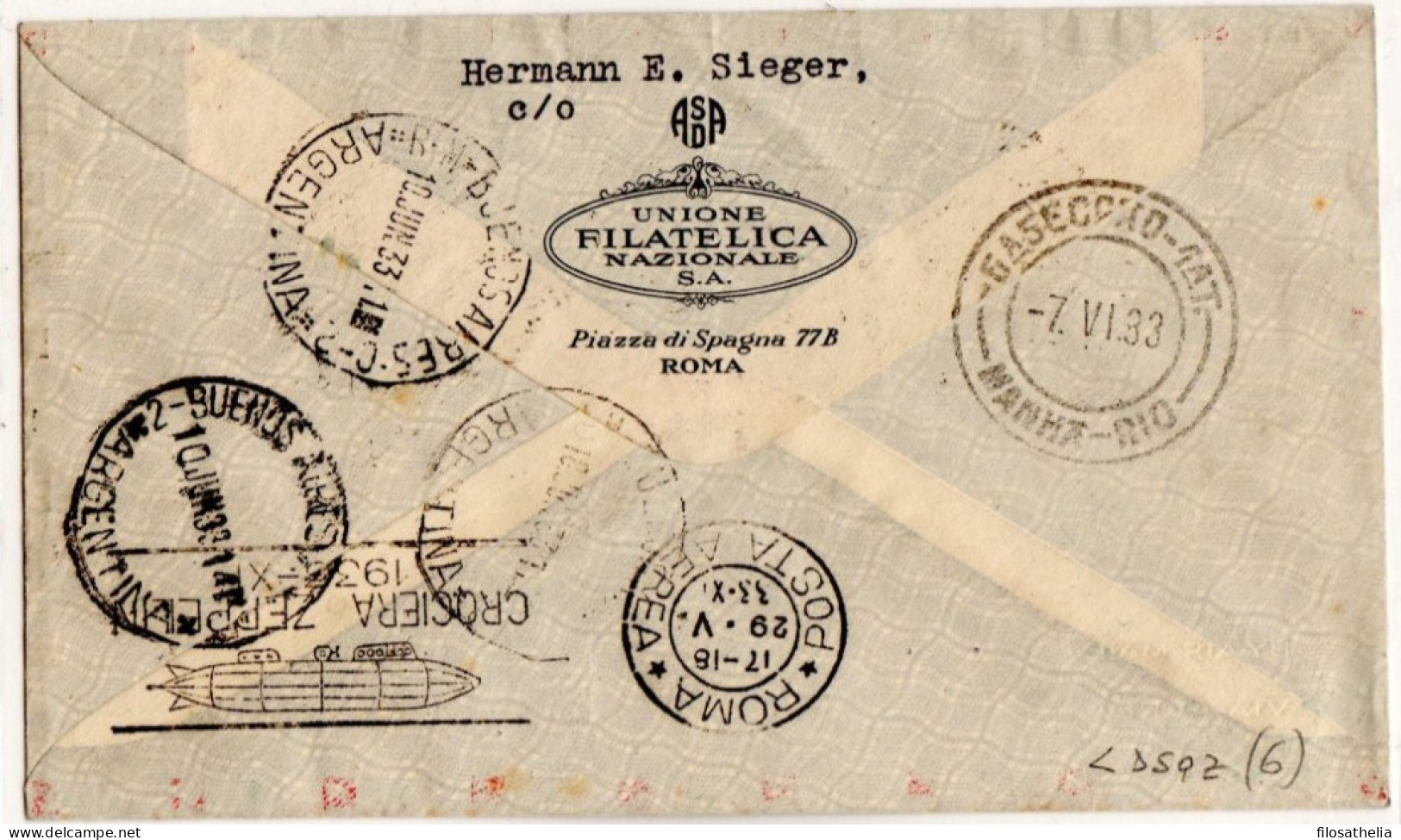 Zeppelin Splendida Busta Affrancata Con Il 20 Lire Della Serie Zeppilin - Storia Postale (Zeppelin)