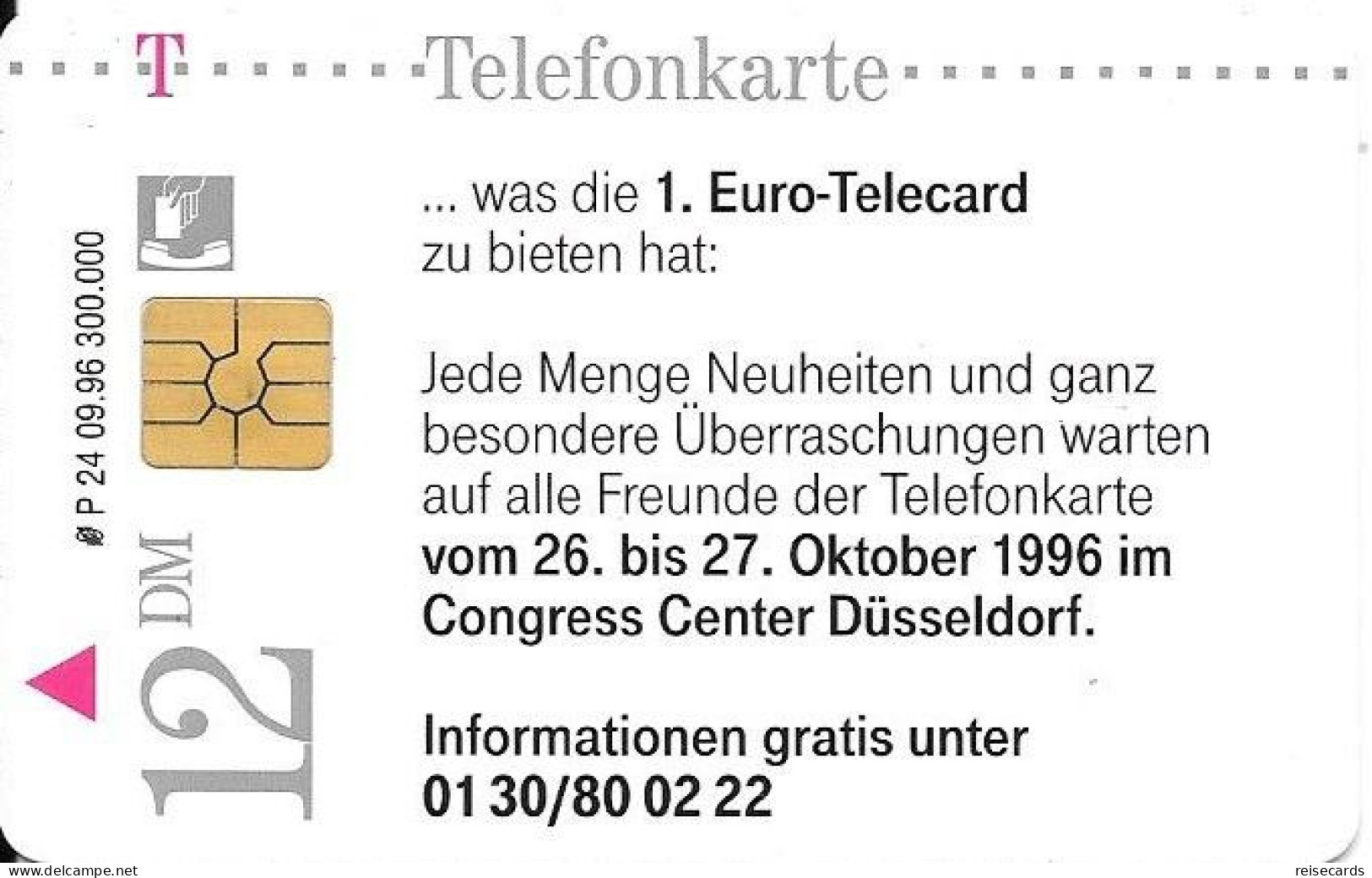 Germany: Telekom P 24 09.96 1. Euro-Telecard Expo Düsseldrof 1996 - P & PD-Series : Guichet - D. Telekom