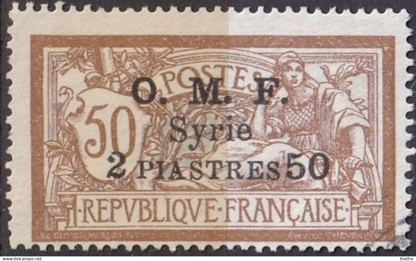 SYRIE - "O.M.F. Syrie" & Valeur Sur Timbres Français 1921 - Surcharge Sur 3 Lignes - Siria