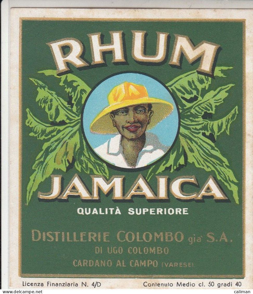 ETICHETTA LABEL RHUM JAMAICA DISTILLERIE COLOMBO CARDANO AL CAMPO VARESE - Rhum