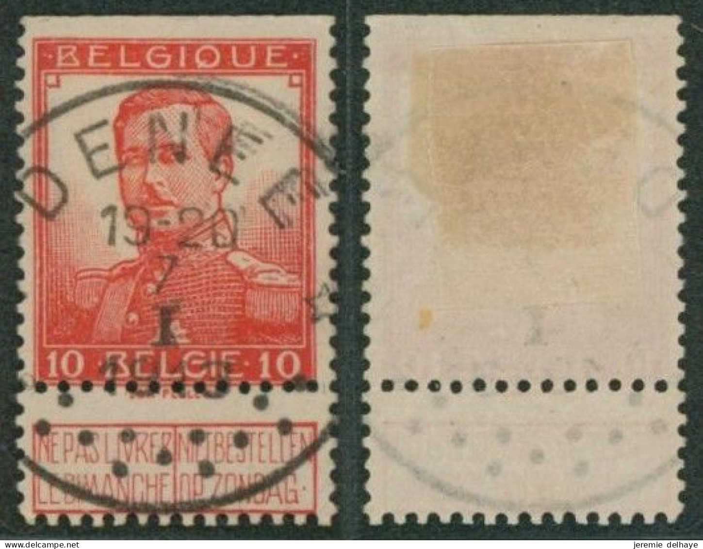Pellens - N°111 Obl Relais "Denée" (T4R). Bord Supérieur Dent Coupée - 1912 Pellens