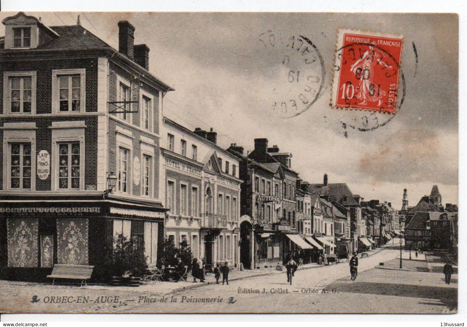 Carte Postale Ancienne Orbec En Auge - Place De La Poissonnerie - Café De France - Orbec