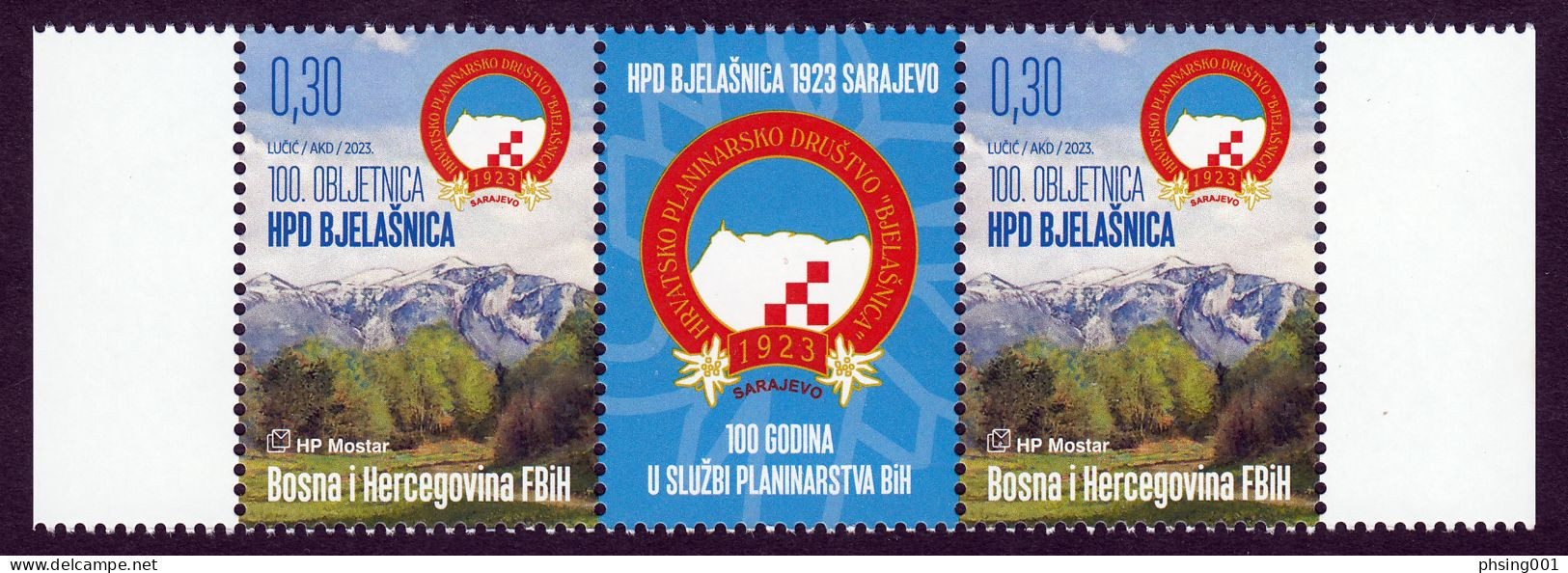 Bosnia Croatia 2023 Croatian Mountaineer Association Bjelasnica Sarajevo Flower Middle Row MNH - Bosnien-Herzegowina