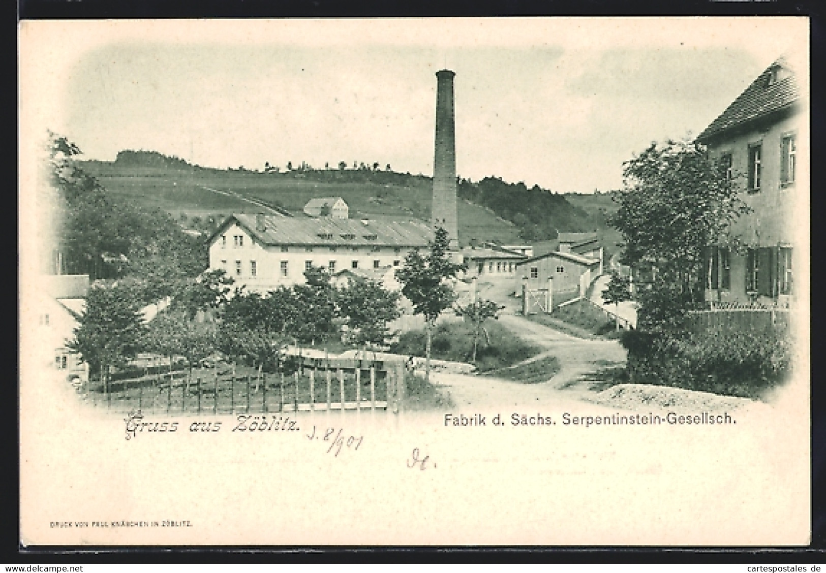 AK Zöblitz, Fabrik Der Sächs. Serpentinstein-Gesellschaft, Steinbruch  - Mines