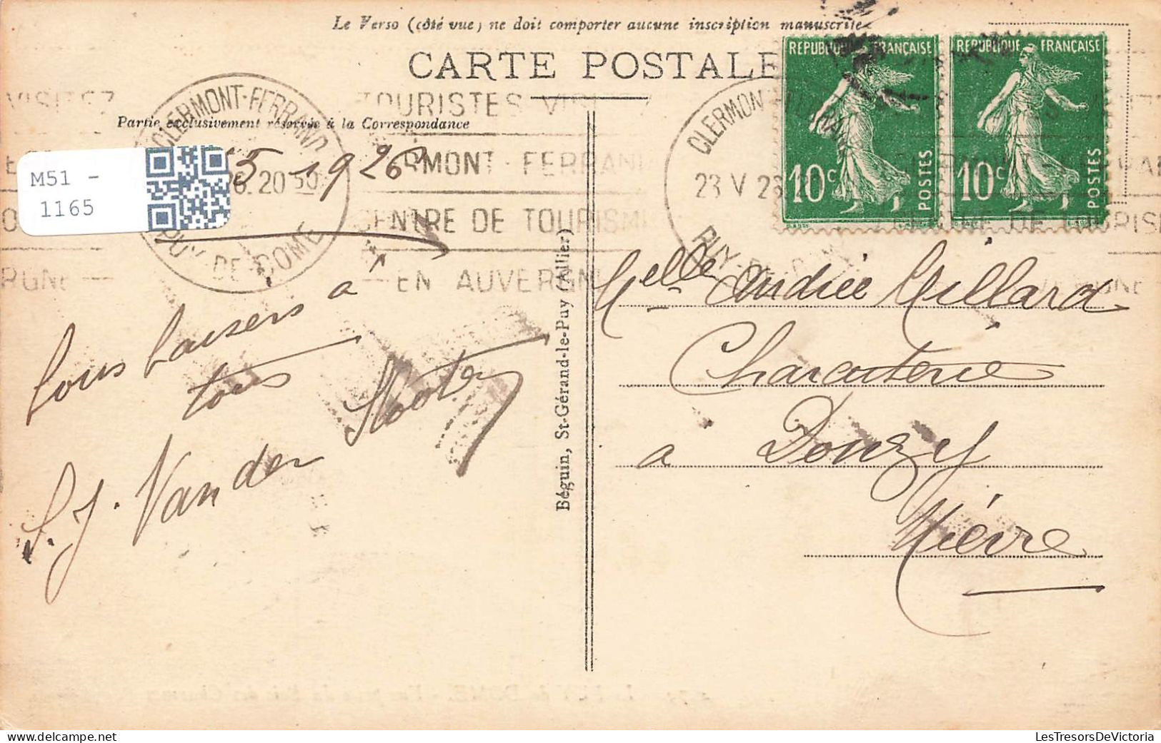 FRANCE - Le Puy De Dôme - Vue Prise Du Bois Des Charmes - Carte Postale Ancienne - Autres & Non Classés