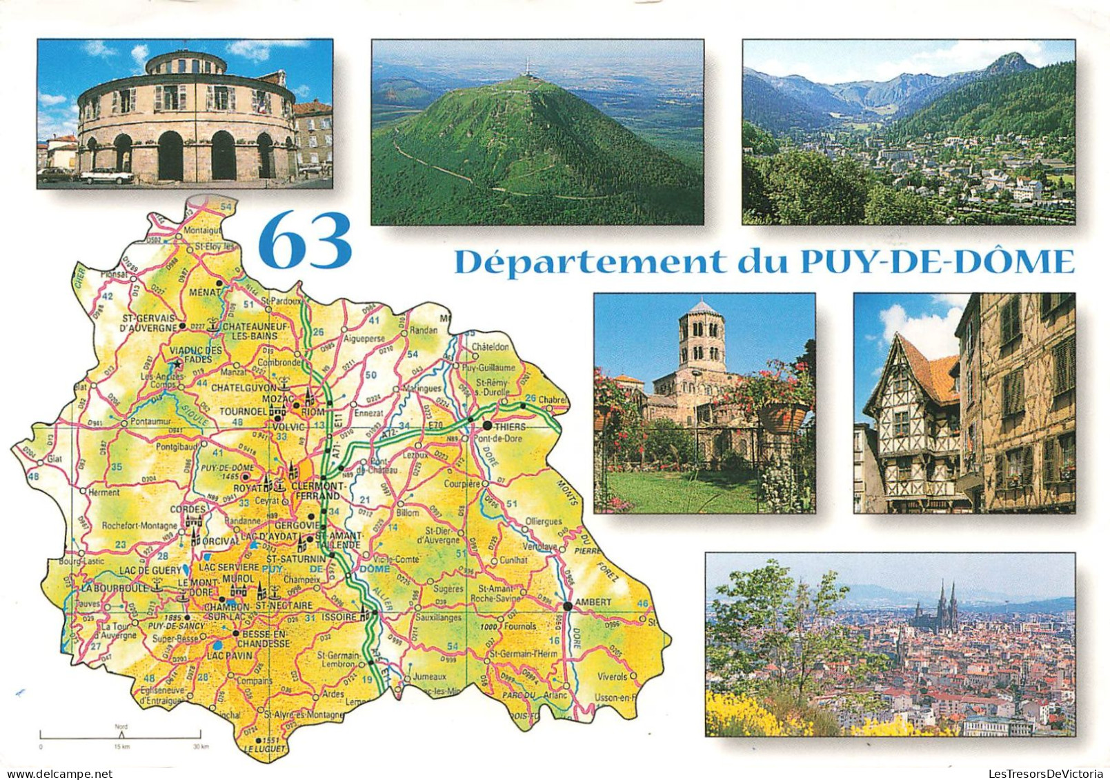 FRANCE - Le Département Du Puy De Dôme - Carte Géographique - Multi-vues De Différents Endroits - Carte Postale Ancienne - Autres & Non Classés
